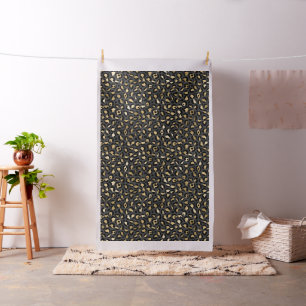 Black and Gold Leopard Spot Pattern Fabric