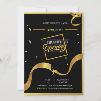 Black and Gold  Logo Grand Opening  Invitation