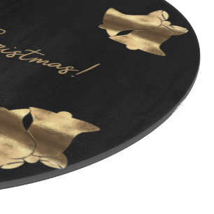 Black and Gold Look Christmas Bells Cutting Board