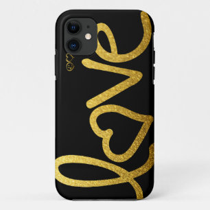 Black and Gold Love iPhone 11 Case