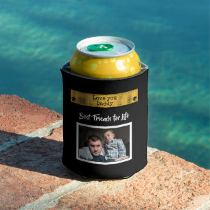 Black and gold Love you Daddy best friends photo Can Cooler