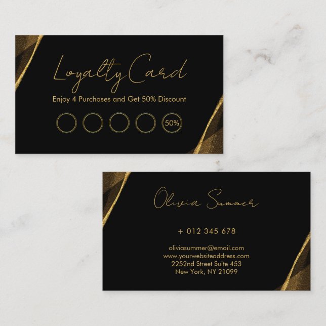 Black And Gold Loyalty Card  (Front/Back)