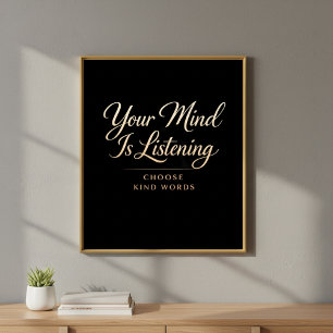 Black and Gold Luxe Mental Health Art Poster