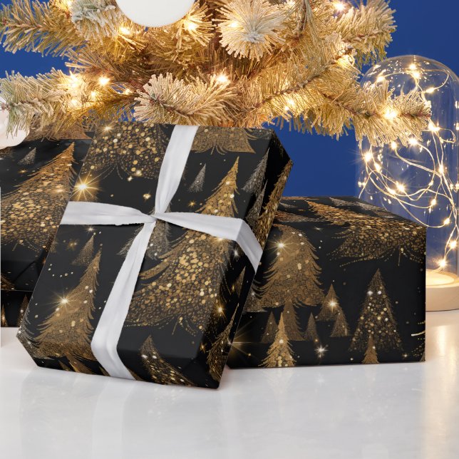 Black And Gold Luxury Christmas  Wrapping Paper (Holidays)