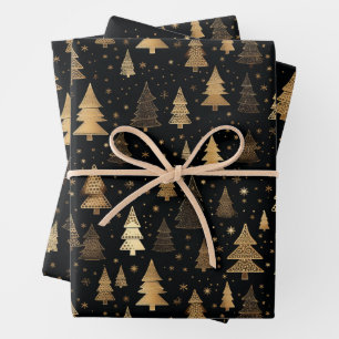 Black And Gold Luxury Christmas Wrapping Paper Sheet