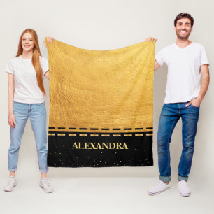Black and Gold Luxury design Fleece Blanket
