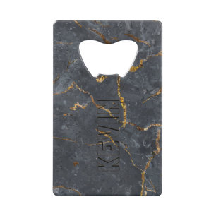 Black and gold luxury marble texture credit card bottle opener