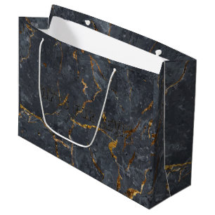 Black and gold luxury marble texture large gift bag