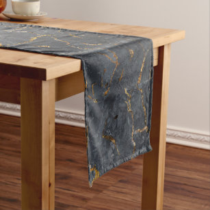 Black and gold luxury marble texture long table runner