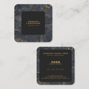 Black and gold luxury marble texture square business card