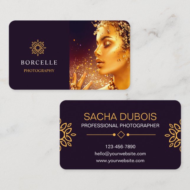 Black and Gold Luxury Photography Business Card (Front/Back)