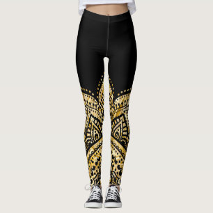 black and gold mandala leggings