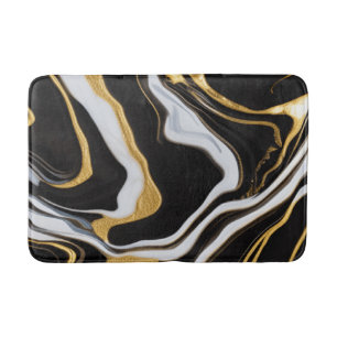 Black and Gold Marble Bath Mat