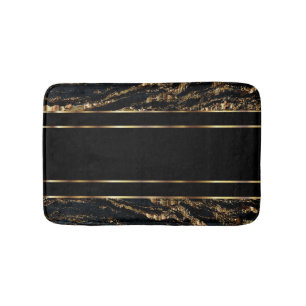 Black and Gold Marble Design Bath Mat