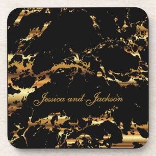 Black and Gold Marble Design Coaster