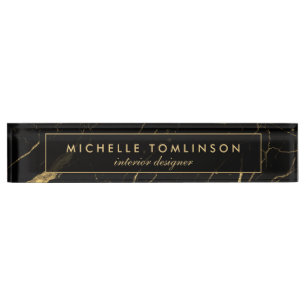 Black and Gold Marble Designer Nameplate
