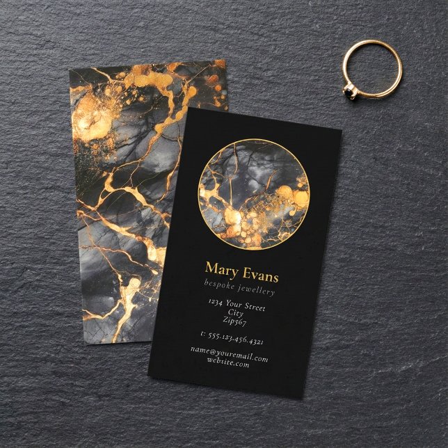 Black and gold marble effect modern business card (Black and gold marble effect modern business card.)