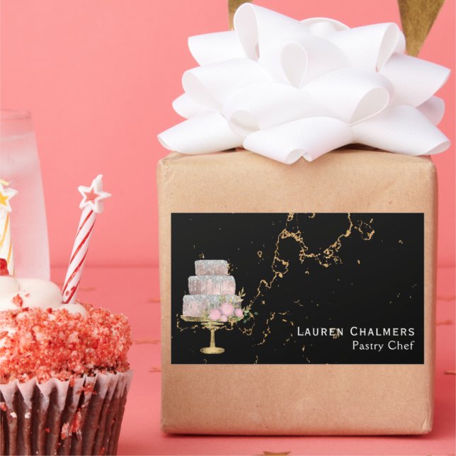 Black and Gold Marble Fancy Cake Pastry Chef   Sticker (Party)