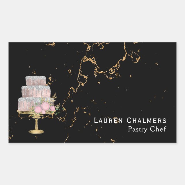 Black and Gold Marble Fancy Cake Pastry Chef Sticker (Front)