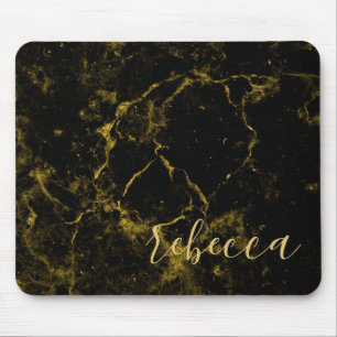 Black and Gold Marble Granite Style Mouse Pad Pads