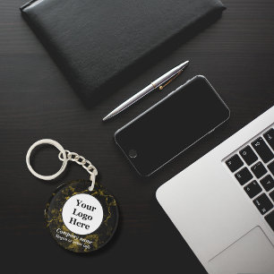 Black and gold marble keychain