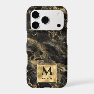 Black and Gold Marble Monogram Elegant Luxury