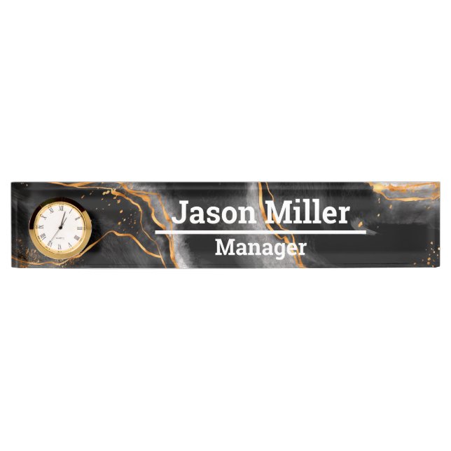 Black and Gold Marble Nameplate (Front)