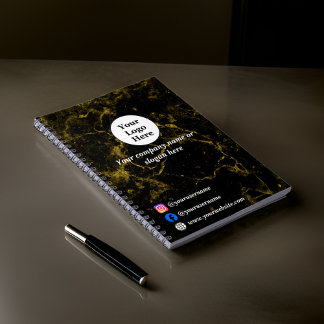 Black and gold marble notebook