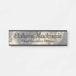 Black and Gold Marble Office Door Sign Name Plate