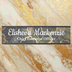 Black and Gold Marble Office Door Sign Name Plate
