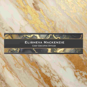 Black and Gold Marble Office Door Sign Name Plate