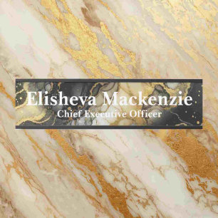 Black and Gold Marble Office Door Sign Name Plate