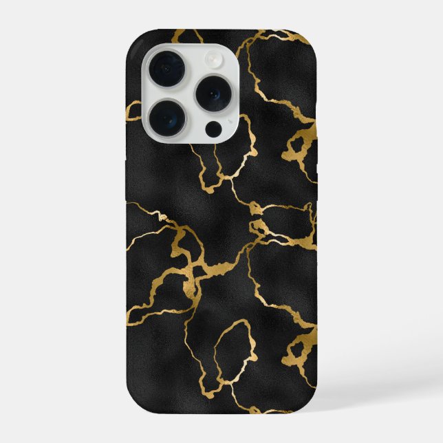 Black And Gold Marble Pattern iPhone Case (Back)