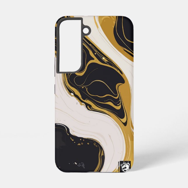 Black and Gold Marble Samsung Galaxy S22 Case (Back)