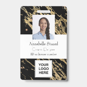 Black and gold marble simple minimal professional  badge