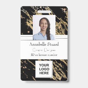 Black and gold marble simple minimal professional  badge