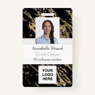 Black and gold marble simple minimal professional badge