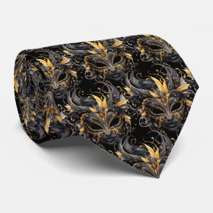 Black and Gold Mardi Gras Steampunk Neck Tie