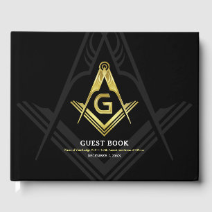 Black and Gold Masonic Guest Book   Freemason