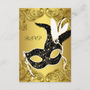 Black and Gold Masquerade Party RSVP
