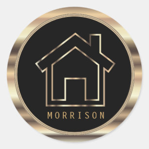Black and Gold Metal Realtor Design Classic Round Sticker