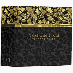 Black And Gold Metallic Damask Binder