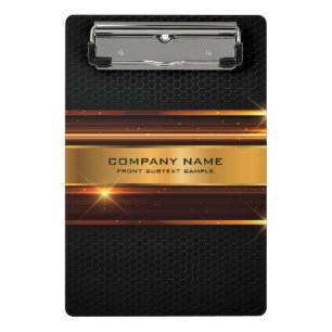 Black and gold metallic elegant geometric design mini clipboard