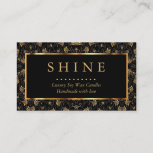 Black and Gold Metallic Floral Business Card