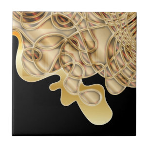 Black and Gold Metallic Luxurious Glam Abstract Tile