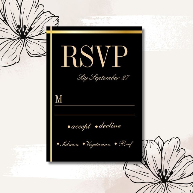 Black and Gold Metallic Minimal Response Card (Creator Uploaded)