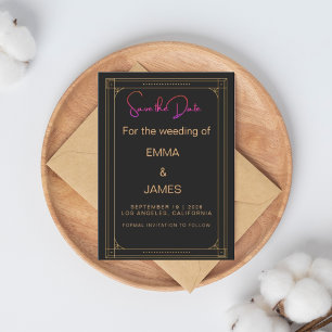 Black and Gold Minimalist Elegant Weeding Invitation