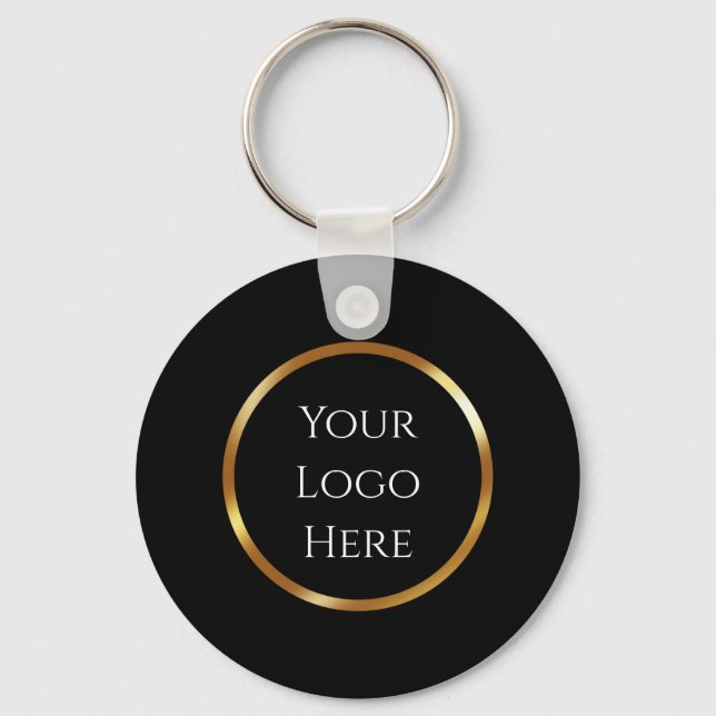 Black And Gold Minimalist QR code  Keychain (Front)