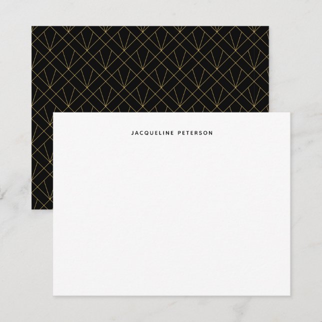 Black And Gold Modern Art Deco Fan Pattern  Card (Front/Back)