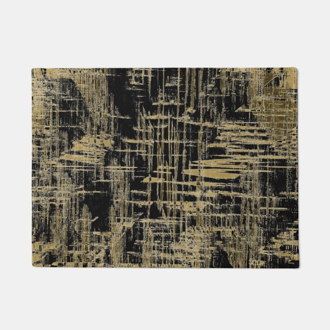 Black and Gold Modern Art Doormat (Front)
